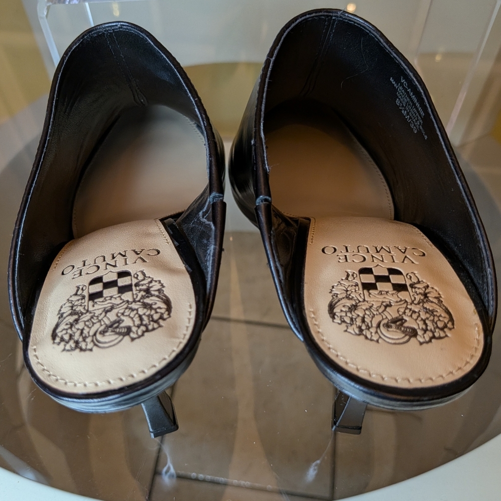 Vince Camuto Black Leather Heeled Mules 8.5 - Picture 6 of 8